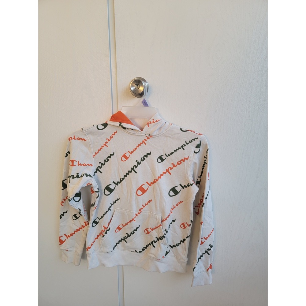 Champion Reverse Weave Hoodie Men's Size Small, Miami‎ Green And Orange On White